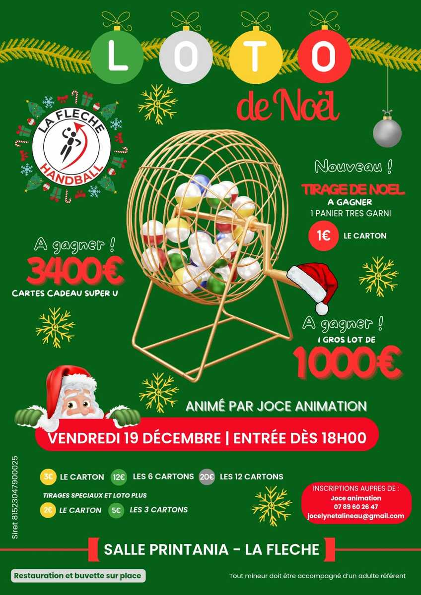 Loto La Flèche Handball le 19 décembre 2025 Salle Printania