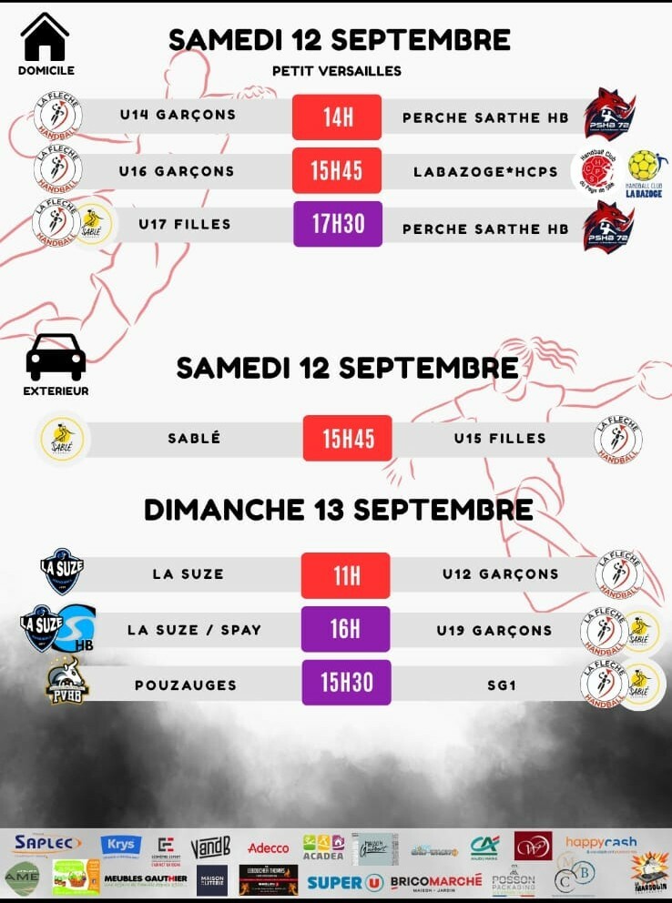 🔴⚫ PROGRAMME MATCHS | 12 & 13 SEPTEMBRE 🤾‍♀️🤾‍♂️